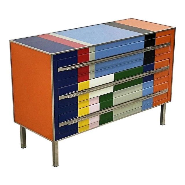 Commode with Three Drawers in Multicolor Murano Glass, 1980s For Sale - Image 3 of 9