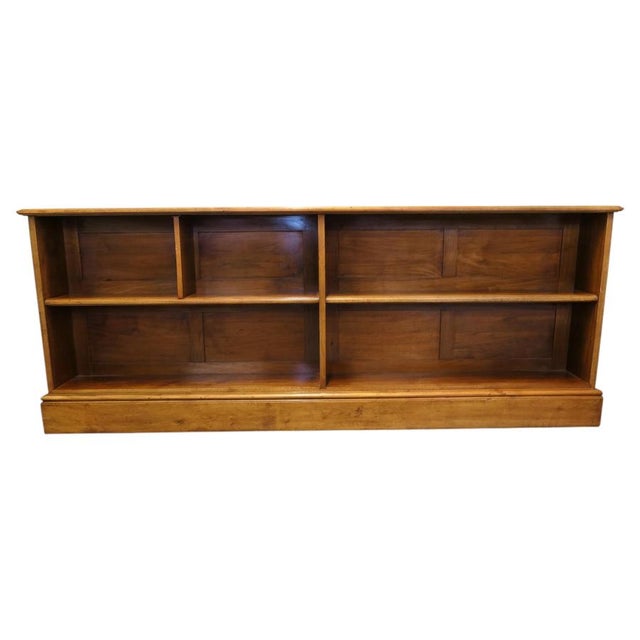 Gold Long Open Front Golden Walnut Bookcase, 1920s For Sale - Image 8 of 8
