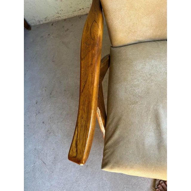 Mid 20th Century Mid Century Walnut Vinyl Recliner Armchair For Sale - Image 10 of 11