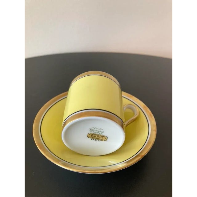 Modern Vintage Italian Richard Ginori Contessa Yellow and Gold Porcelain Coffee Espresso Tea Cup and Saucer For Sale - Image 3 of 12