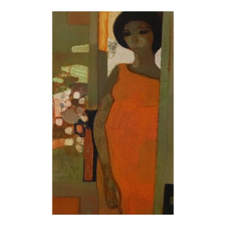Minaux Original Lithograph La Robe Orange 1967 Signed & Numbered For Sale