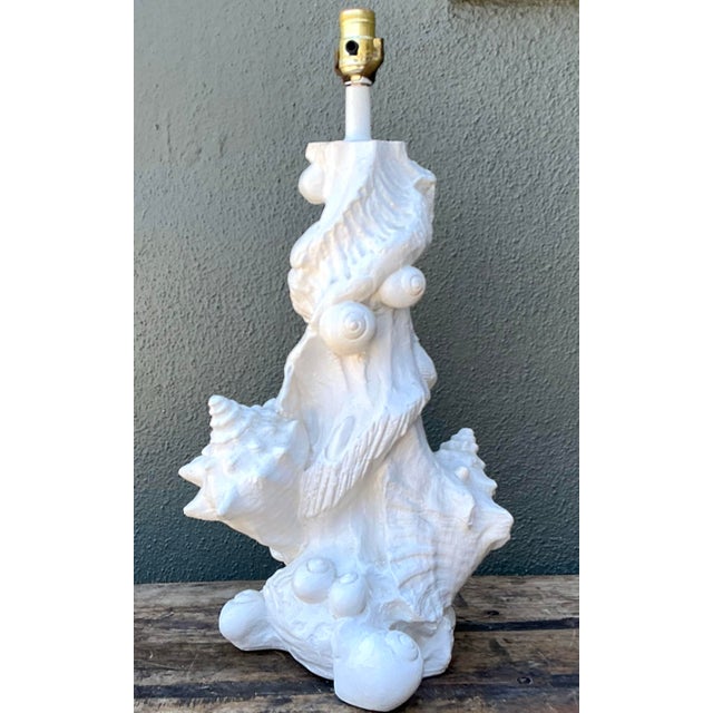 Vintage Sirmos Plaster Shell Lamp For Sale - Image 9 of 12