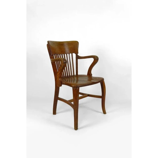 Industrial American Oak Office Armchair, 1900s For Sale - Image 3 of 11