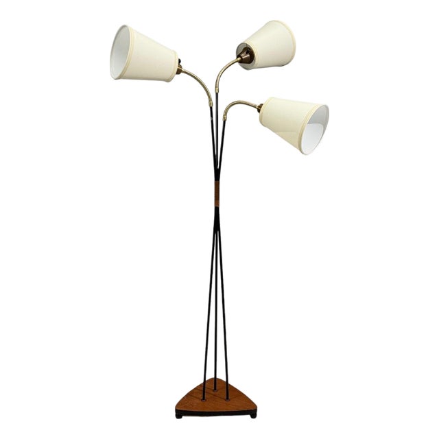 Swedish Modern, Adjustable Floor Lamp, Teak, Lacquered Metal, Sweden, 1960s For Sale