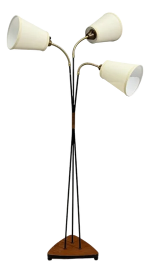 Swedish Modern, Adjustable Floor Lamp, Teak, Lacquered Metal, Sweden, 1960s