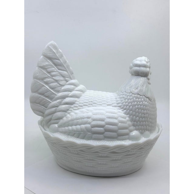 Vintage Milk Glass Hen on Nest Decorative Bowl For Sale - Image 10 of 10