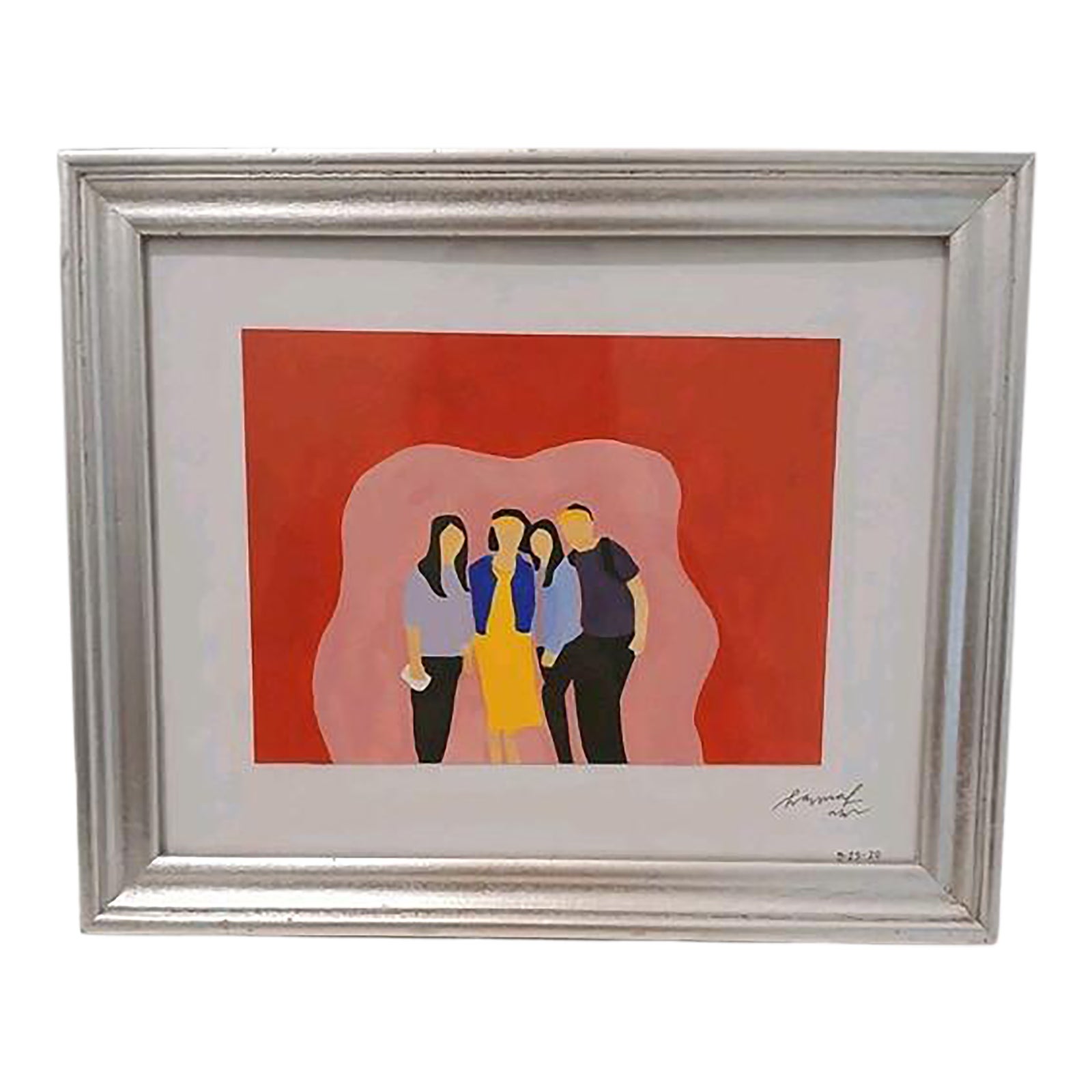 Modern Art Deco People Colorful Watercolor Wooden Frame Tabletop ...