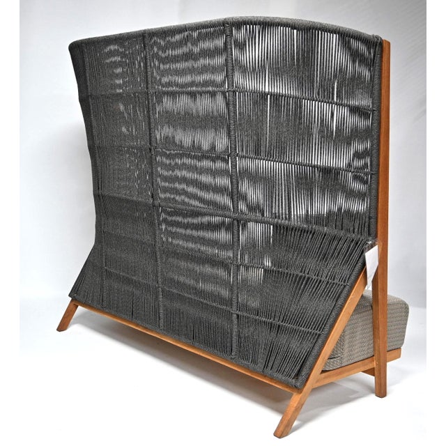 Wood Walters Wicker Arbor High Back Outdoor Sofa in Grey Upholstery For Sale - Image 7 of 8