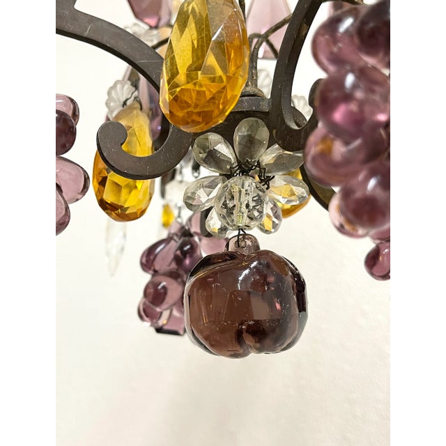 Metal Vintage Chandelier With Murano Glass Fruit For Sale - Image 7 of 13