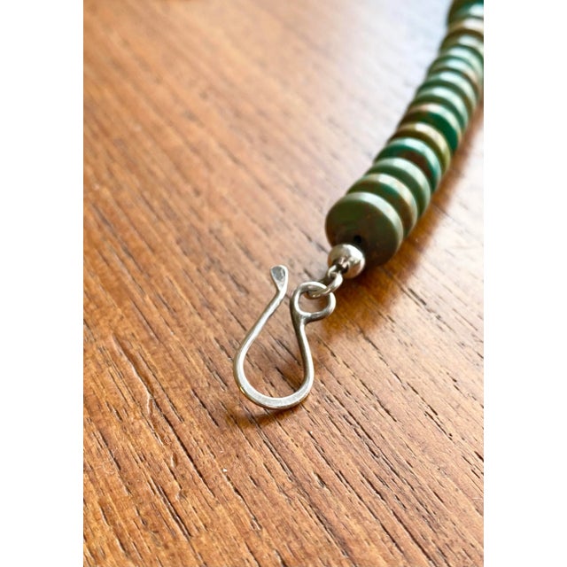 Modernist Graduated Turquoise + Sterling Silver Necklace For Sale - Image 9 of 12