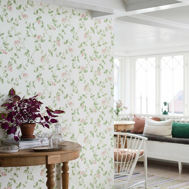 Mid-Century Modern SAMPLE - Boråstapeter Honeysuckle Wallpaper In Ivory For Sale - Image 3 of 3