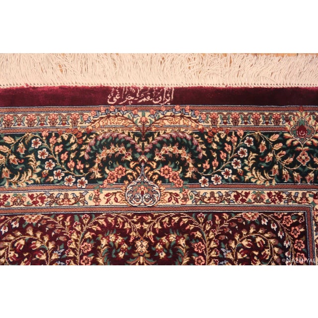 Nazmiyal Collection Vintage Persian Gonbad Design Silk Qum Hallway Runner Rug For Sale In New York - Image 6 of 6