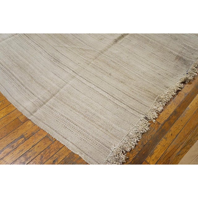 Early 20th Century 1930s White Cream Stripe Antique Persian Kilim Rug 8'2" X 12'0" Hand Knotted Wool Carpet For Sale - Image 5 of 5