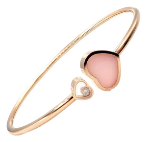 Late 20th Century Chopard Rose Gold Happy Hearts Diamond Pink Opal Bracelet