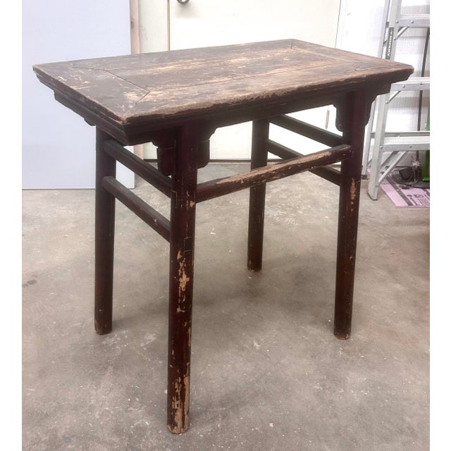 Brown Antique Tall Chinese Elmwood Console Table For Sale - Image 8 of 12