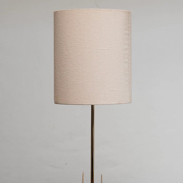 Vintage Hollywood Regency Brass Floor Lamp with Shade, 1970s For Sale - Image 4 of 6