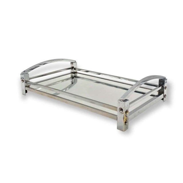 1940s Modernist Mirrored Tray by Jacques Adnet for Maison Adnet, France, 1940-1950 For Sale - Image 5 of 18