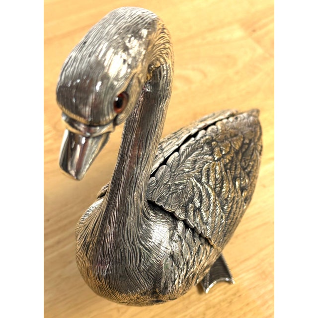 Articulated Silver-Plated Bronze Swan Box-/ Bonbonnière or Cache Pot For Sale In West Palm - Image 6 of 18
