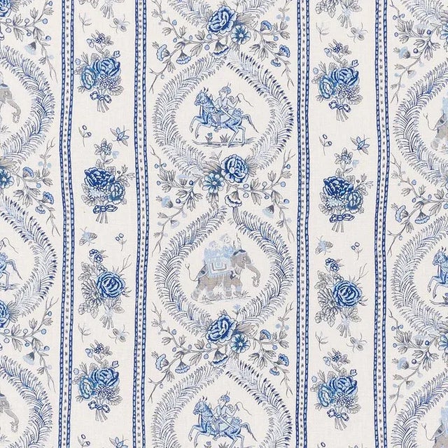 Sample - Schumacher Kandula Fabric in Blues For Sale