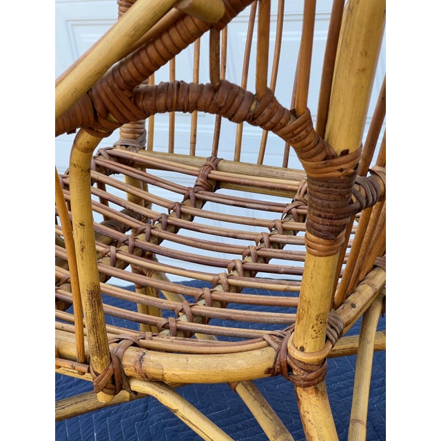 Vintage Coastal Rattan Barrel Lounge Chairs, Pair – Palm Beach Organic Modern Style For Sale - Image 10 of 12