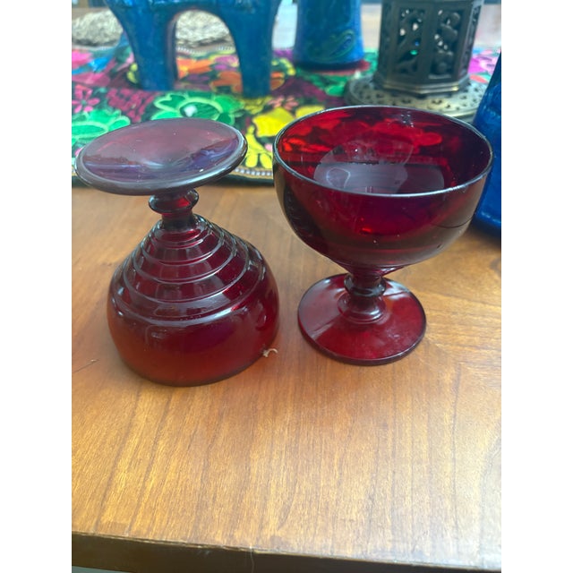 Art Deco 1930s Paden City Ruby Glasses - Set of 4 For Sale - Image 3 of 3
