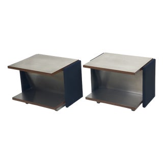 Vintage Italian Stainless Steel-Clad Side Tables, 1970s, Set of 2 For Sale