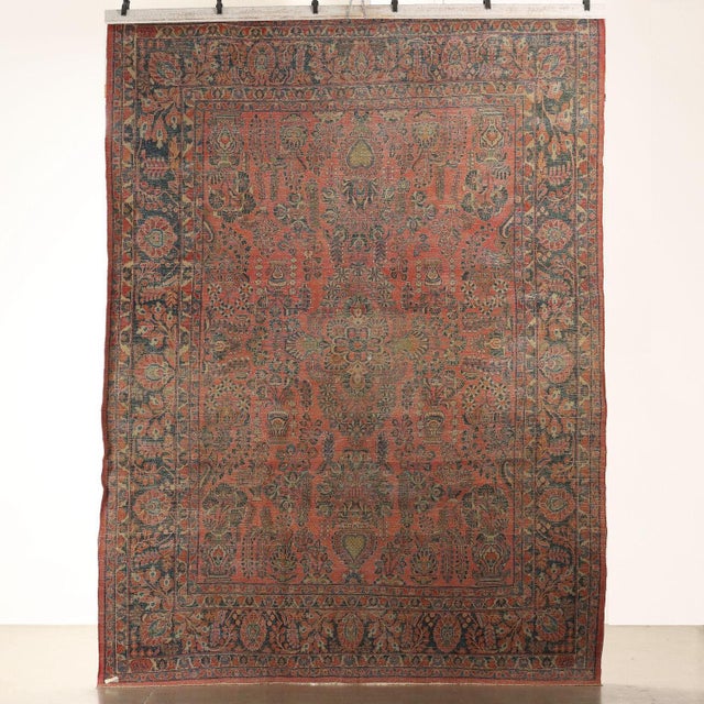 Antique Middle Eastern Saruk Rug in Cotton For Sale - Image 9 of 14
