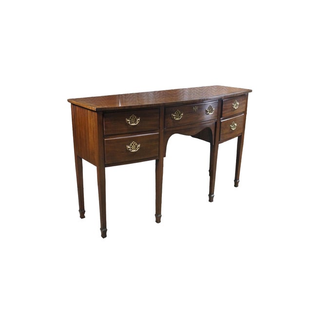 Hepplewhite Vintage Harden Furniture Solid Cherry Federal Style Bowfront Buffet Sideboard For Sale - Image 3 of 18