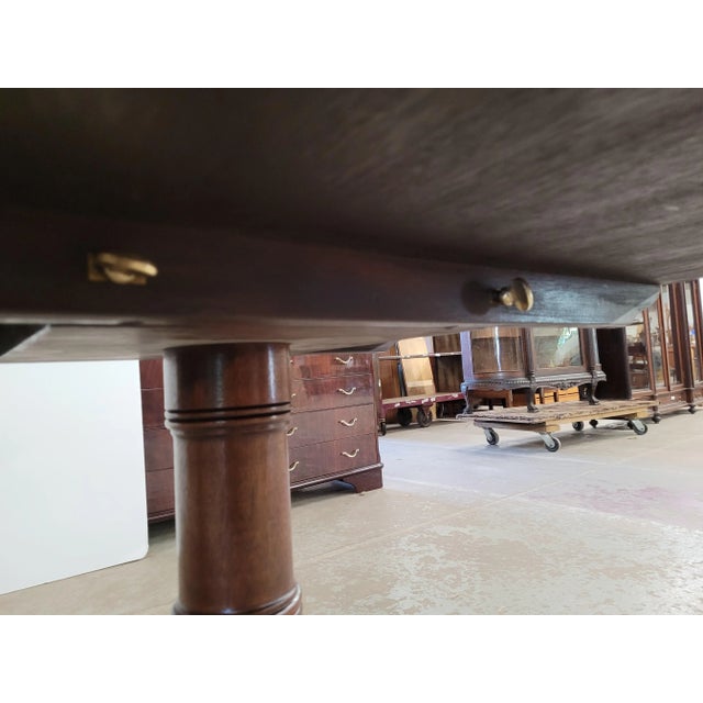 American 1930s 3 Part Vintage Georgian Solid Mahogany Dining Table For Sale - Image 3 of 10