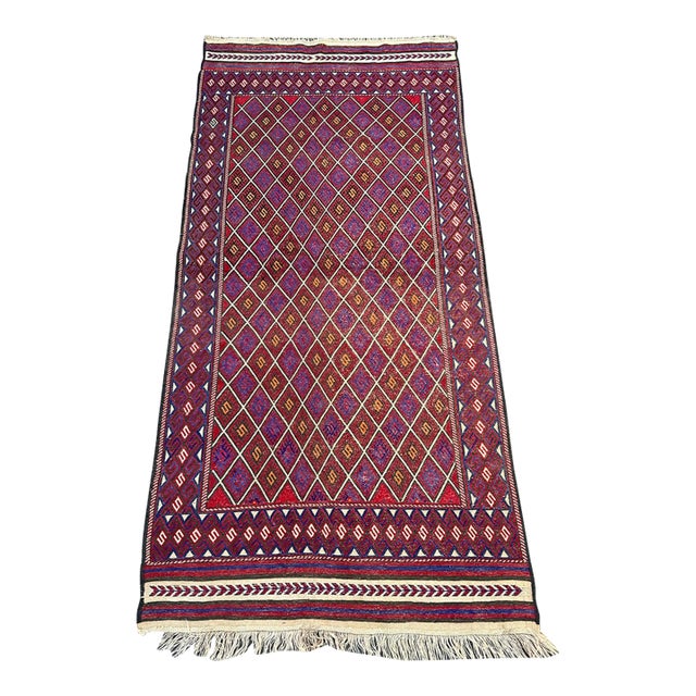 Vintage Afghan Baluchi Tribal Kilim Rug For Sale