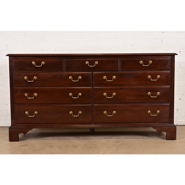 Late 20th Century Ethan Allen Georgian Solid Cherry Wood Dresser or Credenza For Sale - Image 12 of 12