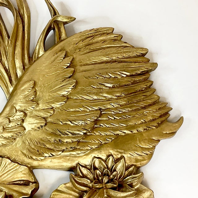 Gold Mid-Century Hollywood Regency Swan Sculptural Wall Objects - A Pair. For Sale - Image 8 of 12