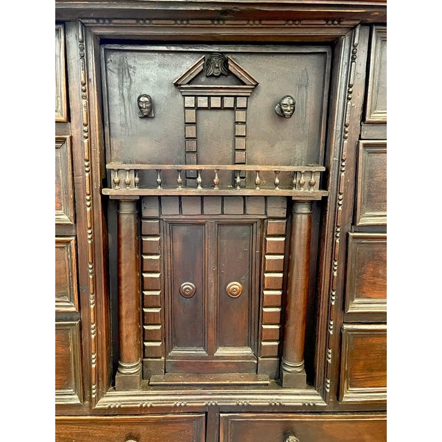 Italian Renaissance Walnut Collector's Cabinet or Vargueno For Sale - Image 9 of 12