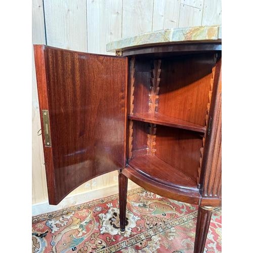 Wood Louis XVI Style Mahogany Half-Moon Commode For Sale - Image 7 of 11