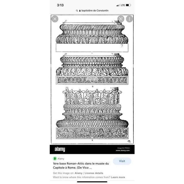 19th Century Drawing of Architectural Column Base From Constantine Baptistry, Framed For Sale - Image 10 of 11