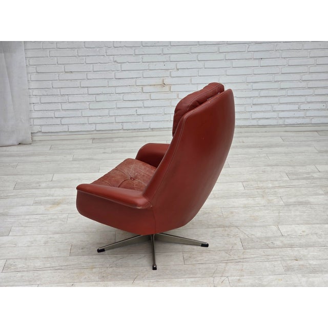 Danish Swivel Armchair in Furniture Leather by H.W. Klein for Bramin, 1970s For Sale - Image 10 of 18