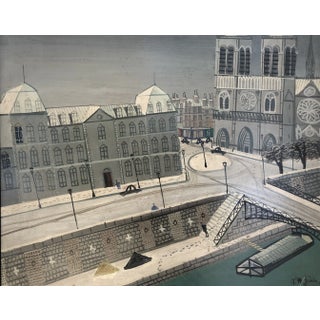 Armand Marie Guérin, Parvis de Notre Dame et les Quais, Oil on Wood For Sale