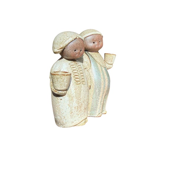 Vintage Japanese Stoneware Figurine Candle Holder For Sale - Image 10 of 11