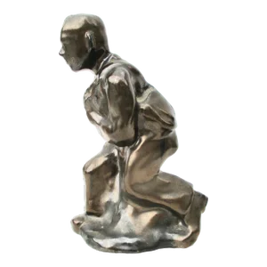 Circa 1950s Terra Cotta Glazed Sculpture of a School Boy