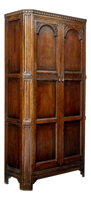 Gothic Revival Oak Wardrobe, 1970s