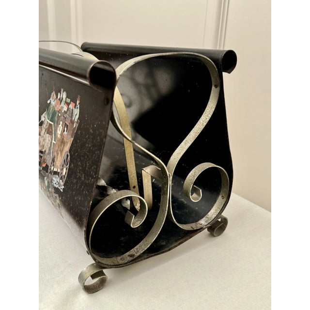 Metal English Traditional Equestrian Metal Magazine Rack For Sale - Image 7 of 12