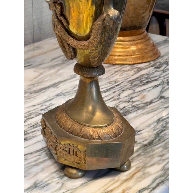 19th Century Neoclassical Brass Urn Clock For Sale - Image 9 of 13