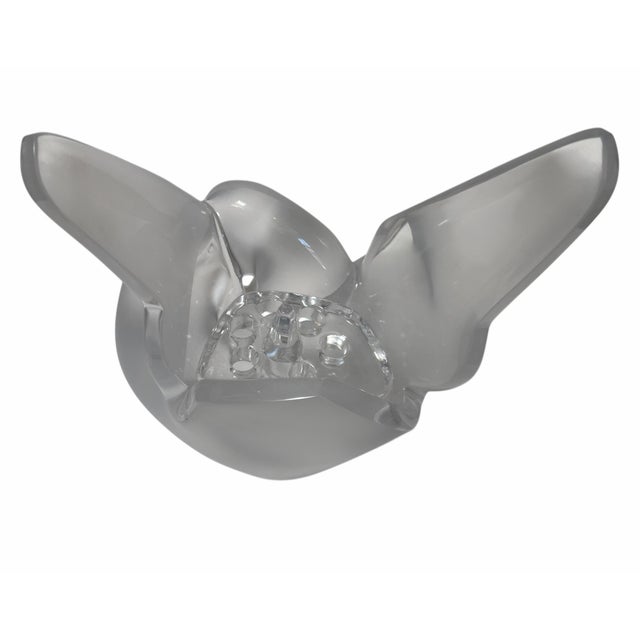 Lalique Lalique Lovebird French Crystal Vase With Flower Frog For Sale - Image 4 of 7