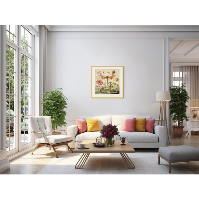 'Dragonfly and Flowers' #6 - Original Fine Art Print by Diane Grant Studio Editions. *All rights reserved. Chairish...