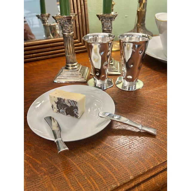 Contemporary Contemporary 2023 Christofle “Babylone” Silver Plated Butter Spreader Knives- Set of 2 For Sale - Image 3 of 5