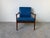 Mid-Century Modern Mid Century Ib Kofod Larsen Style Scandinavian Lounge Chair With Blue Leather Cushions For Sale - Image 3 of 18