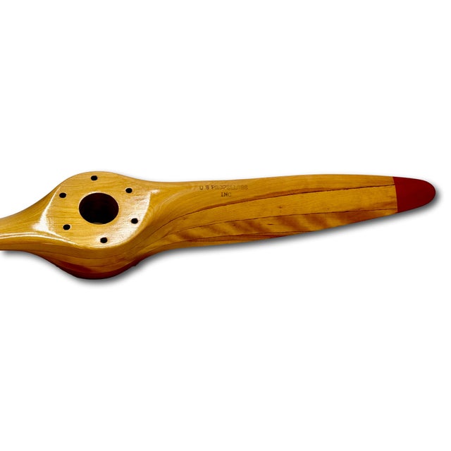 Wood Beautiful Authentic Vintage Hand Made Maple Wood U S Propellers Inc. Airplane Propeller - 44 Inches Long For Sale - Image 7 of 18