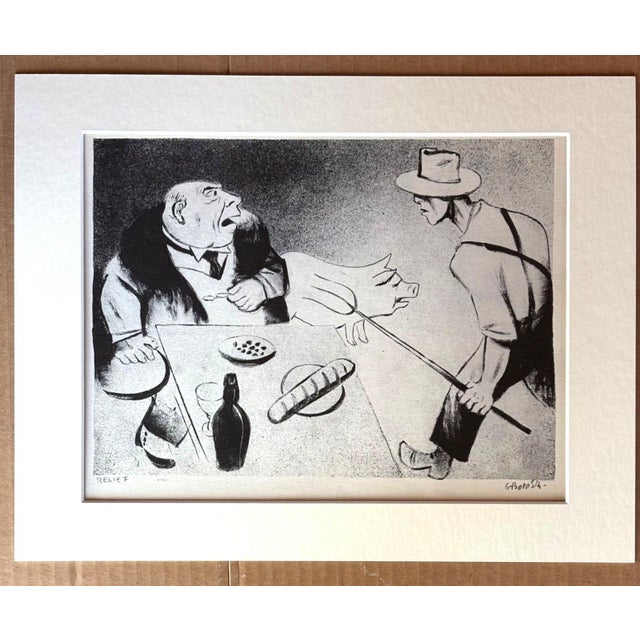 American Vintage 1939 Print in 11x14 Mat, Ready to Frame: "Relief" by William Gropper For Sale - Image 3 of 3