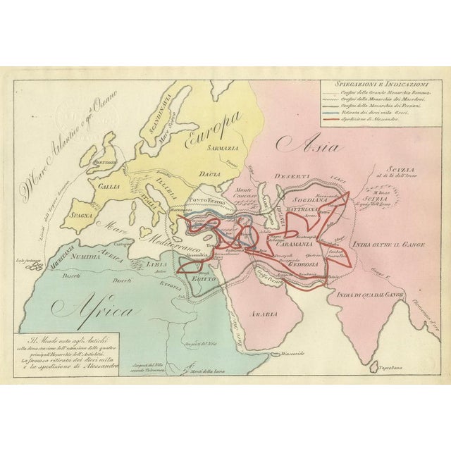 Antique World Map with Roman, Macedonian and Persian Empires from Ferrario, 1815 For Sale - Image 6 of 9