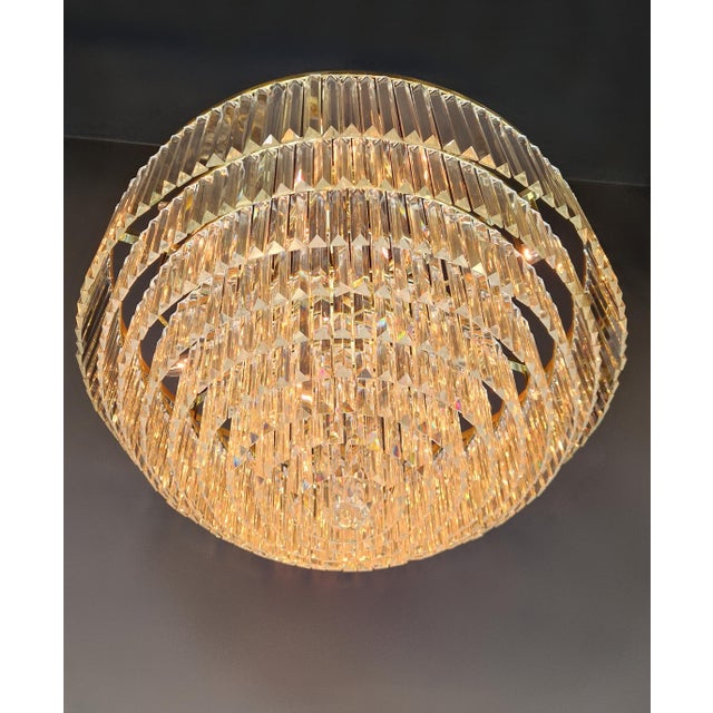 Brass Postmodern Modern Gold Brass Round Chandelier Art Nouveau XXL For Sale - Image 8 of 11